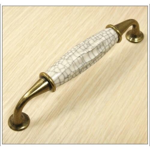 Cracks Ceramic Zinc Alloy Kitchen Cabinet Furniture Handle (C.C.:128mm,Length:135mm)