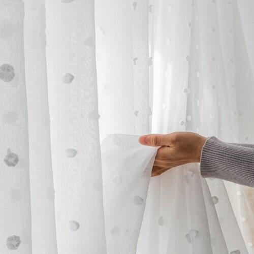 Nordic Simple White 3D Dot Embroidery Tulle Curtain Light Transmission Voile For Living Room Bedroom Princess Room Custom#4