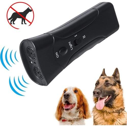 Ultrasonic Dog repeller LED Flashlight Pet Chaser Training Equipment Double Head Anti Barking Device Dog Supplies German Shepher