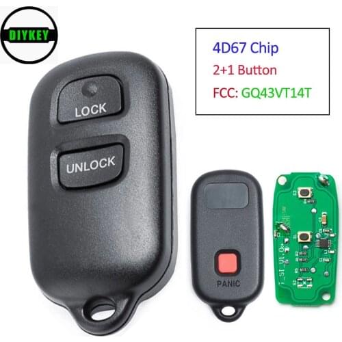 DIYKEY Smart Remote Key With 3B & Transponder Key With 4D67 Chip - FOB for Toyota Corolla 2005-10, Matrix 05-08, FCC: GQ43VT14T