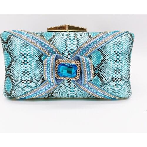 Retro Snake Texture Blue White Red Hot Sale Party Clutch Bag for Women Female Mini Handbag Wedding Party Leather Handbag