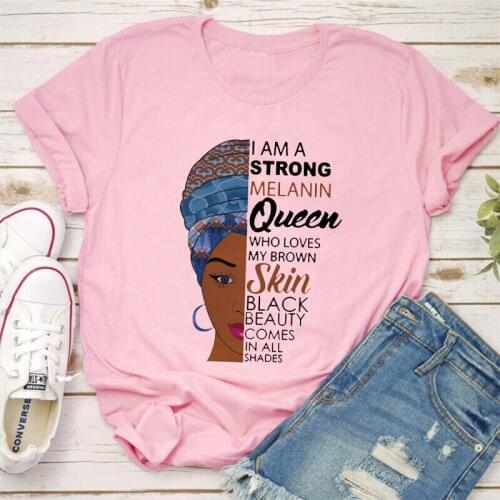 Women Tops I Am A Strong Melanin Queen T Shirt Clothes African Black Girl History Month Female T-shirt Melanin Tee Shirt Vintage