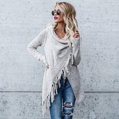 BYUAN Fashion Ladies Sweaters Women Knitted Sweater Outerwear Autumn Winter Irregular Loose Sweater Women Jumpers Sweter Mujer