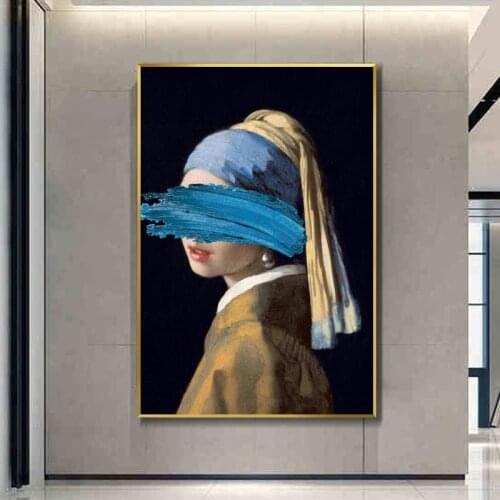 Famous Artwork The Girl with A Pearl Earring Canvas Paintings Poster and Prints Pop Art Wall Pictures for Living Room Decor