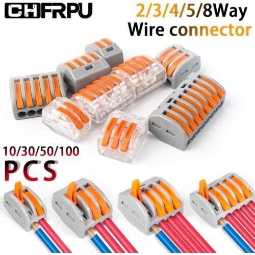 10/30/50/100PCS Universal fast 222 type wire cable connector compact push-in terminal block 0.08-2.5mm2 mini