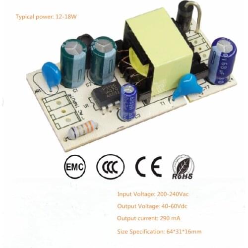12-18W AC200-240V DC40-60V 290 mA isolation power supply E27 candle bulb LED driver power supply Free Shipping