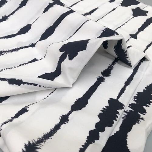 145 cm wide brand white striped ripple printed natural cotton fashion womens clothing clothing printed fabric cloth for dress