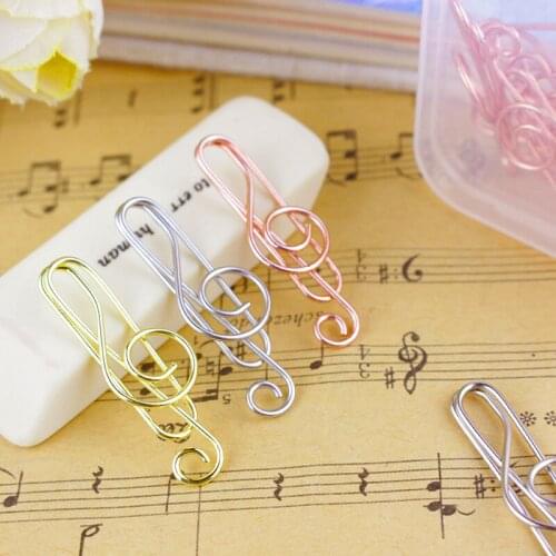 20pcs Mini Rose Gold Note Paper Clips Decorative Gold Music Binder Shape Decor Stationery Supplies For Office Clips 3 Colors