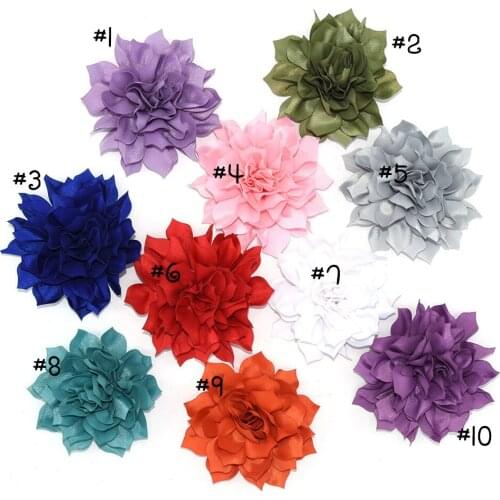 20pcs Chiffon Lotus Flower DIY Photography Props Flower With Headband&Clip Hair Accessories for Kids