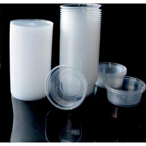 50 Pcs 70ml Plastic Disposable Sauce Cup With Lid Food Storage Packaging Takeaway Container Box Kitchen DIY Accessories Split