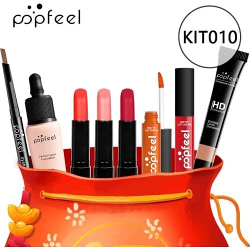 8/15/20PCS Makeup Kit Eyeshadow Lip Gloss Lipstick Eyebrow Pencil Concealer Foundation With Makeup Bag Christmas Gift TSLM1