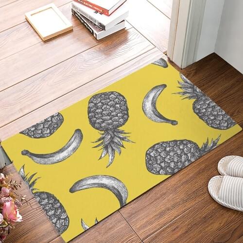Pineapple Banana Yellow Door Mats Kitchen Floor Bath Entrance Rug Mat Absorbent Indoor Bathroom Rubber Non Slip