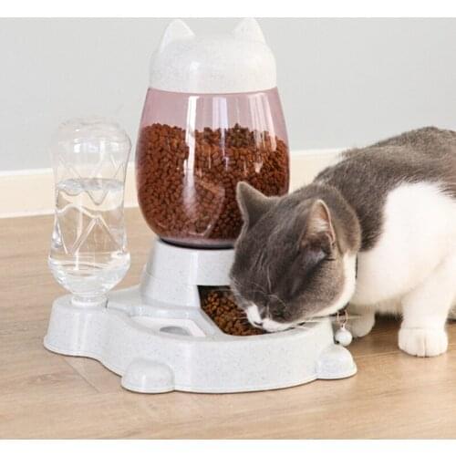 2.2L Pet Dog Cat Automatic Feeder Bowl for Dogs Drinking Water 528ml Bottle Kitten Bowls Slow Food Feeding Supplies
