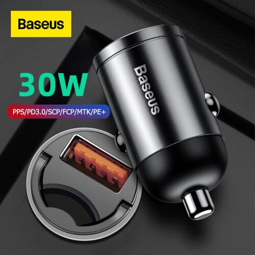 Baseus 30W Quick Car Charger QC4.0 PPS Fast Charging for Xiaomi Samsung Phone Auto USB Type-C Socket Adapter Charge