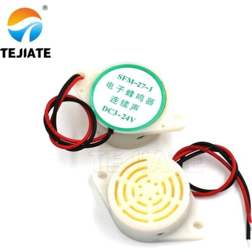 White Piezo Active Buzzer DC 3V-24V Universal Electronic Buzzer Intermittent Intermittent Sound SFM-27