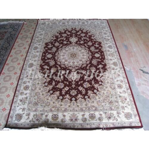 Free shipping 6'X9' 160 Line Hand-knotted Wool and silk Oriental Persian carpet handmade carpet
