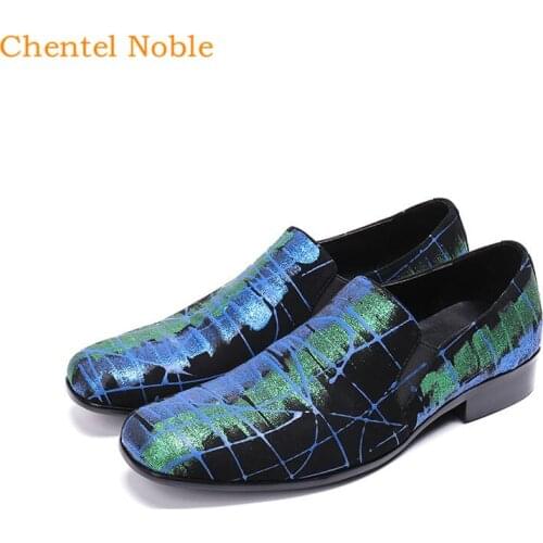 Brand Chentel Noble Manual Gentleman irregular Pattern Fashion Mens Dress Shoes Genuine Leather Flats Mens Shoes Big Size