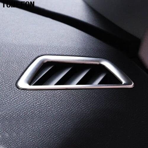 TOMEFON Stainless Steel For Peugeot 3008 GT 2017 2018 Front Upper Air vent Cover Trim Cover LHD Interior Accessories 2Pcs/Set