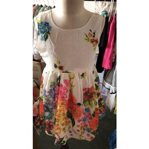 R&Z Kids Dress 2019 Summer New Girls Dress Kids Print Sleeveless Chiffon Dress with Bow Dress
