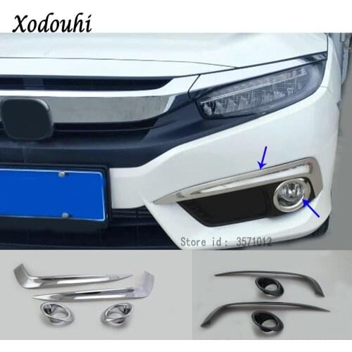 Car body head front fog Eyebrow/trim light lamp frame stick ABS Chrome cover 2pcs For Honda Civic 10th Sedan 2016 2017 2018