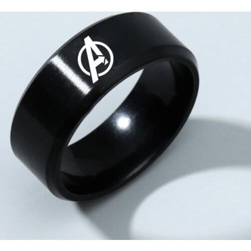 MOREDEAR 8mm 316 Titanium Ring For Men And Women Avengers Logo Ring