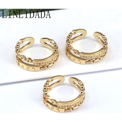 8Pcs New Love Charm Rings For Women Crystal Adjustable Ring CZ Cubic Zirconia Gold Filled Jewelry Gift