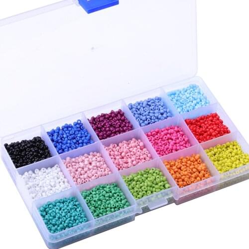 15 Grid Boxed Combination Jewelry Bead Material DIY Homemade Jewelry Accessories Material 3mm Multicolor Glass Rice Beads