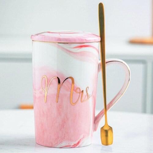 Luxury Marble Pattern Cup Phnom Penh Mug Gift Box Set Coffee Mug Couple Flamingo Ceramic Souvenir Wedding Bridal Lovers Gifts