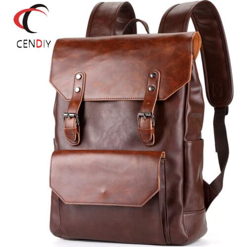 Fashion Vintage Men Backpack Waterproof Leather Travel Bag Large Capacity Teenager Student Male Laptop Backpacks for School Bags