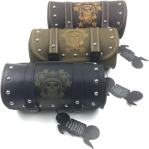 Motorcycle Saddlebags PU Front Fork Tail Tool Bag Luggage For Harley Chopper Bobber Cruiser Sportster XL 883 1200 Motorbike