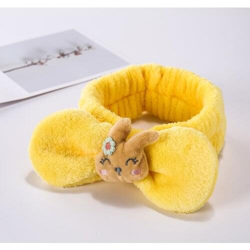 Big Rabbit Ears Coral Fleece Soft Elastic Cartoon Animal Hairbands SPA Bath Shower Make Up Wash Face Headbands Hair Bands Girls