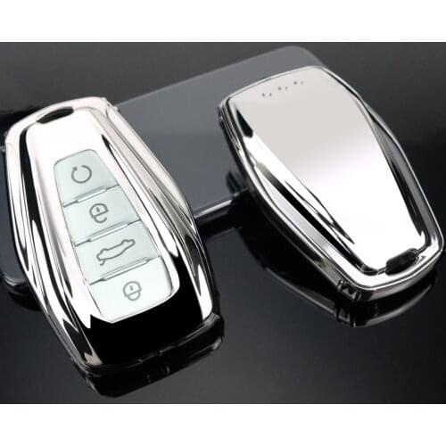 Soft TPU Car Remote Key Case Cover Holder Shell Geely Coolray 2019-2020 4 Buttons Car Styling Accessories Fob Buckle Keychain