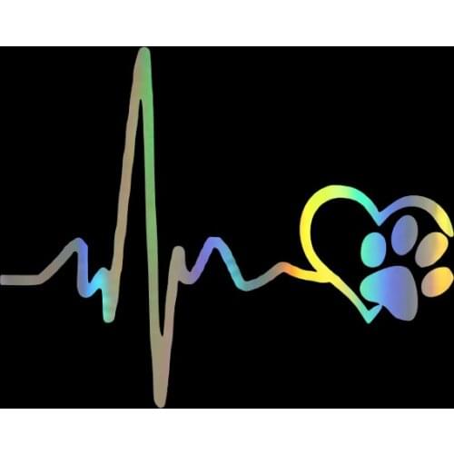 Car Sticker Heartbeat Love Dog Footprints Decals 3D Stickers on Car Reflective Motorcycle Car Stylingkk13*10cm