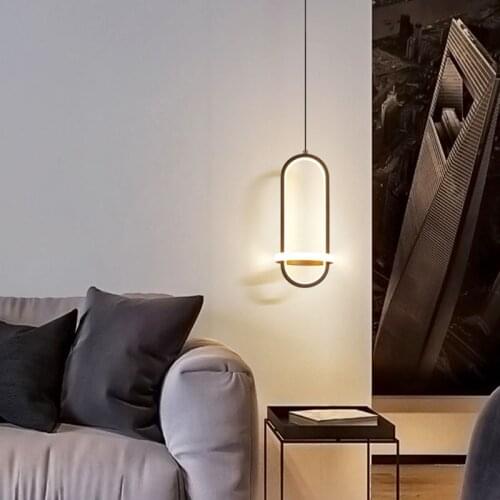 Nordic modern minimalist bedside chandelier living room background wall bar LED three-color light source adjustable chandelier