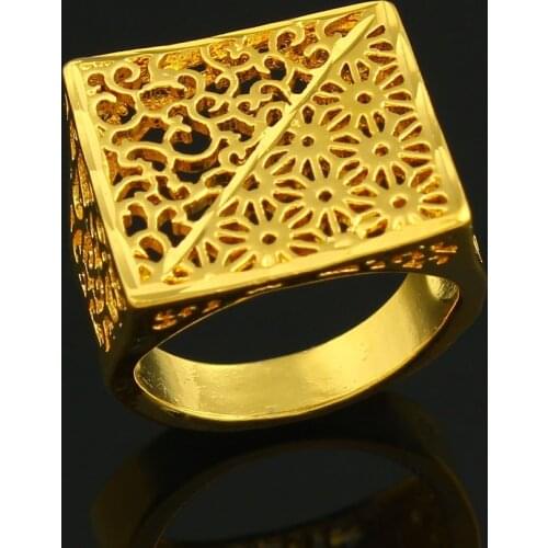 The New Arrived Fashion Unisex Wedding Bands gold color Hollow Out Rings For Women Gifts
