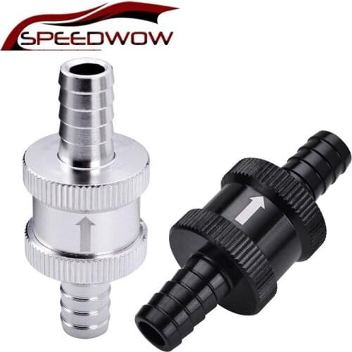 SPEEDWOW Black Silver 3/8" 10mm Petrol Diesel Oil Aluminum Alloy Fuel Non-Return One Way Check Valve Car Professional Parts