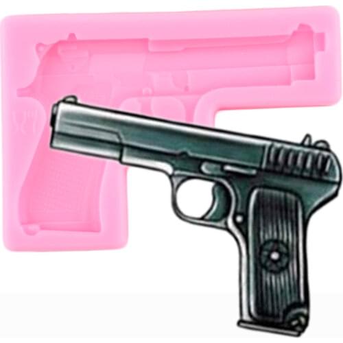 Gun Toy Pistol Silicone Mold Fondant Chocolate Mould Baby Birthday Cake Decorating Tools DIY Cake Baking Molds Candy Clay Moulds