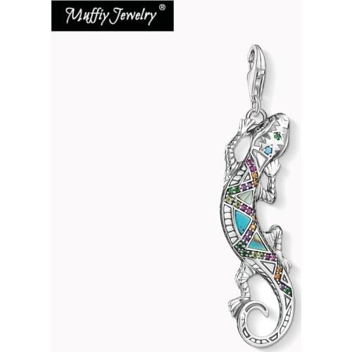 Charms Pendant Lizard 925 Sterling Silver Colorful Stones Fit Bracelets & Necklace 2021 Brand New Ethnic Jewelry Accessories