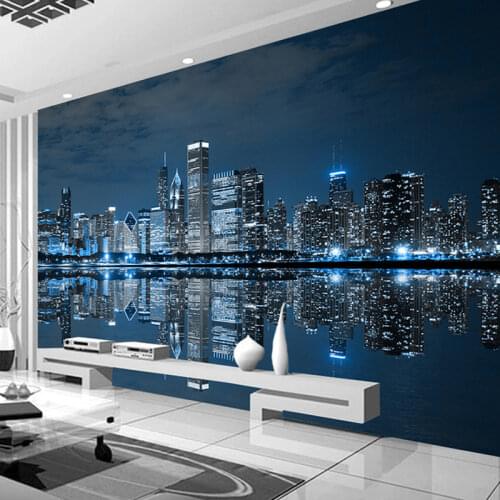 Custom 3D Mural Wallpaper Modern City Night View Bedroom Living Room Study Room Background Wall Photo Wallpaper Home Decoration