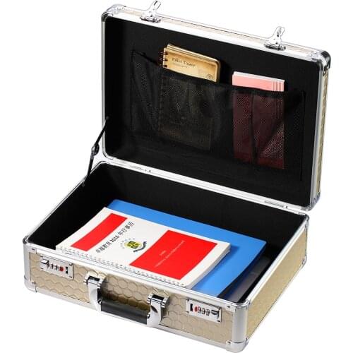 Portable Coded Document Briefcase Financial Safety Box Storage Bag Small Medium Large Size Silver/Black/Champagne/Gold Colors