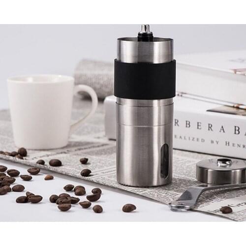 Manual Ceramic Coffee Grinder Stainless Steel Adjustable Coffee Bean Mill Burr Grinder with Rubber Loop Ring Manual Kitchen Tool