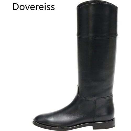 Dovereiss Fashion Womens Shoes Winter new sexy Slip on gray Round toe Elegant Wedges Knee high boots Concise Mature 33-43