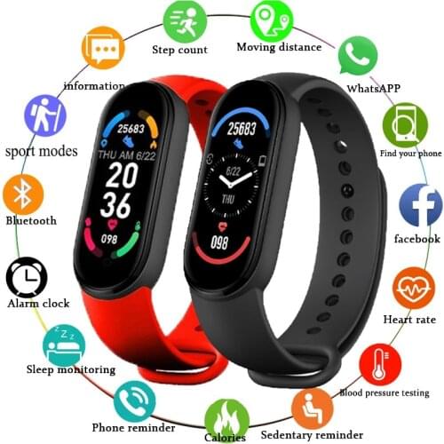 Hot M6 Smart Bracelet Watch Fitness Tracker Heart Rate Blood Pressure Monitor Smartwatch Sports Waterproof Smart Band For Xiaomi