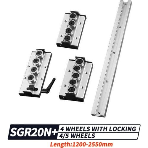 Built-in dual-axis linear guide 15mm SGR15 Roller slide 1 set: 1/2pcs SGR20N guide Length 1200-2550mm and SGB 4/5 and lock