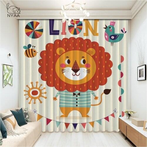 Cute Cartoon Lion Isolated On A White Curtain Panels Curtains Kids Room Girls Curtains Of Beads On The Window Micro Shading