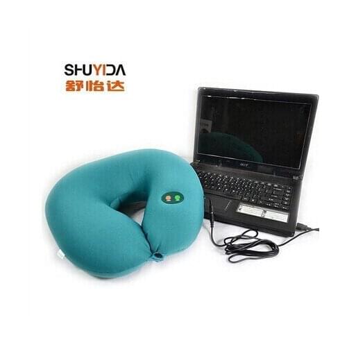 Green neck almofada massagem U shape electric pillow massager cushion Six-speed adjustable neck massager pillow with USB free