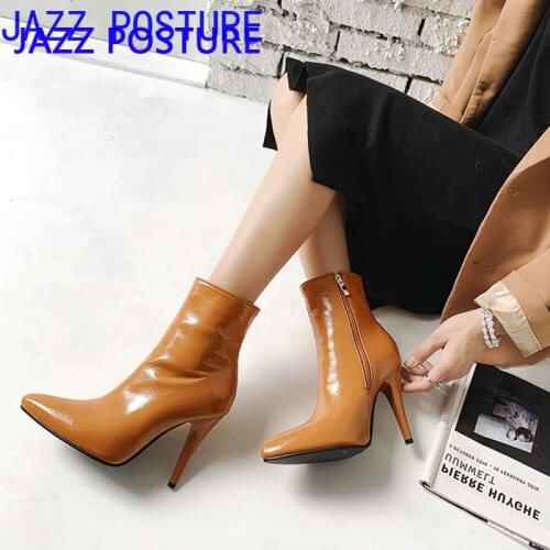 Thin boots and boots 2020 autumn and winter new ladies boots pointed high heels high heels with side zipper super high heel q359
