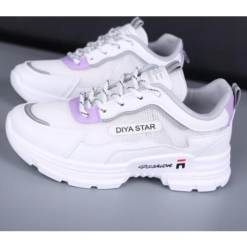 Women White Sports shoes Breathable Mesh Platforms Chunky Sneakers Female Filas Tenis Vulcanize Platform Sneakers 2021 Summer