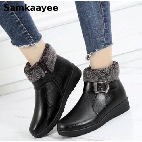 Size 36-41 Women Boots Winter Female Wedges Snow Botas Mujer Platform Thick Bottom Fur Martin Shoes Non-Slip Flat Booties Y27
