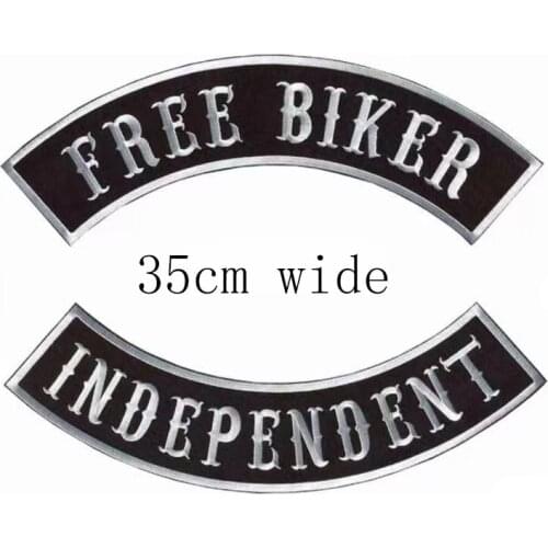1 set FREE BIKER INDEPENDENT Embroidery Patch 35cm Long Iron On Sew On Emblemas For Clothing/Rider/full back/vest/Jacket